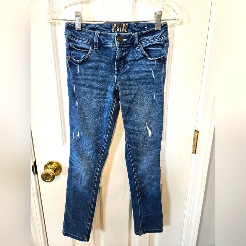 Justice Girls Distressed Mid Rise Super Skinny Size 10